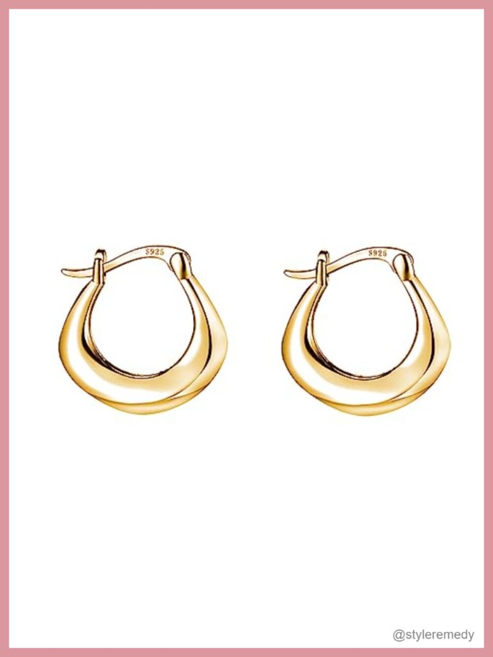 925 Sterling Silver Chunky Hoop Earrings Thick Huggie Minimalist Hypoallergenic